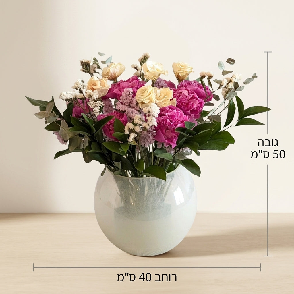 מדריך מידות מובייל לסט נוגה מפרחים אמיתיים מיובשים