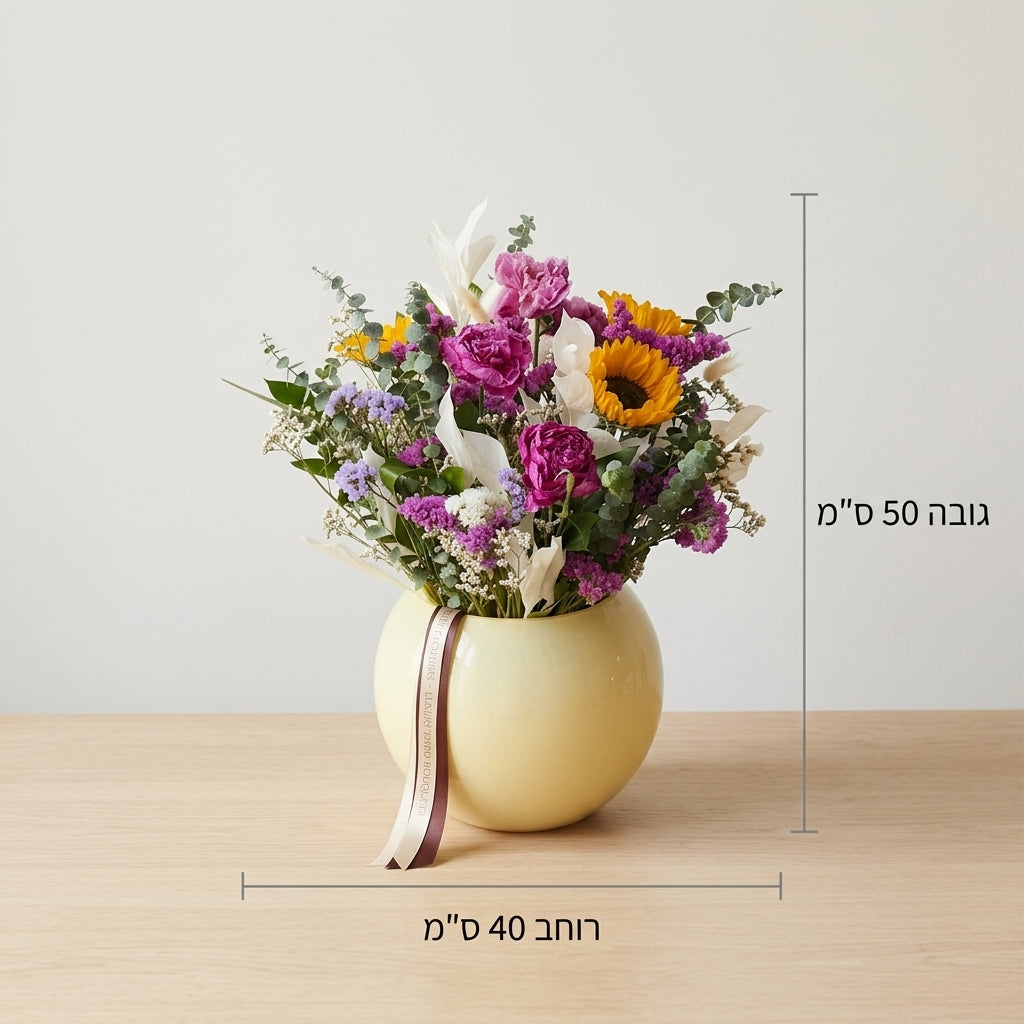 מדריך מידות מובייל לסט ניצן מפרחים אמיתיים מיובשים