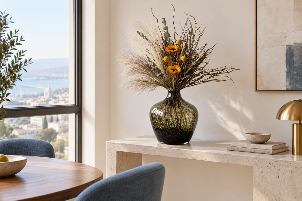 The arrangement in a space