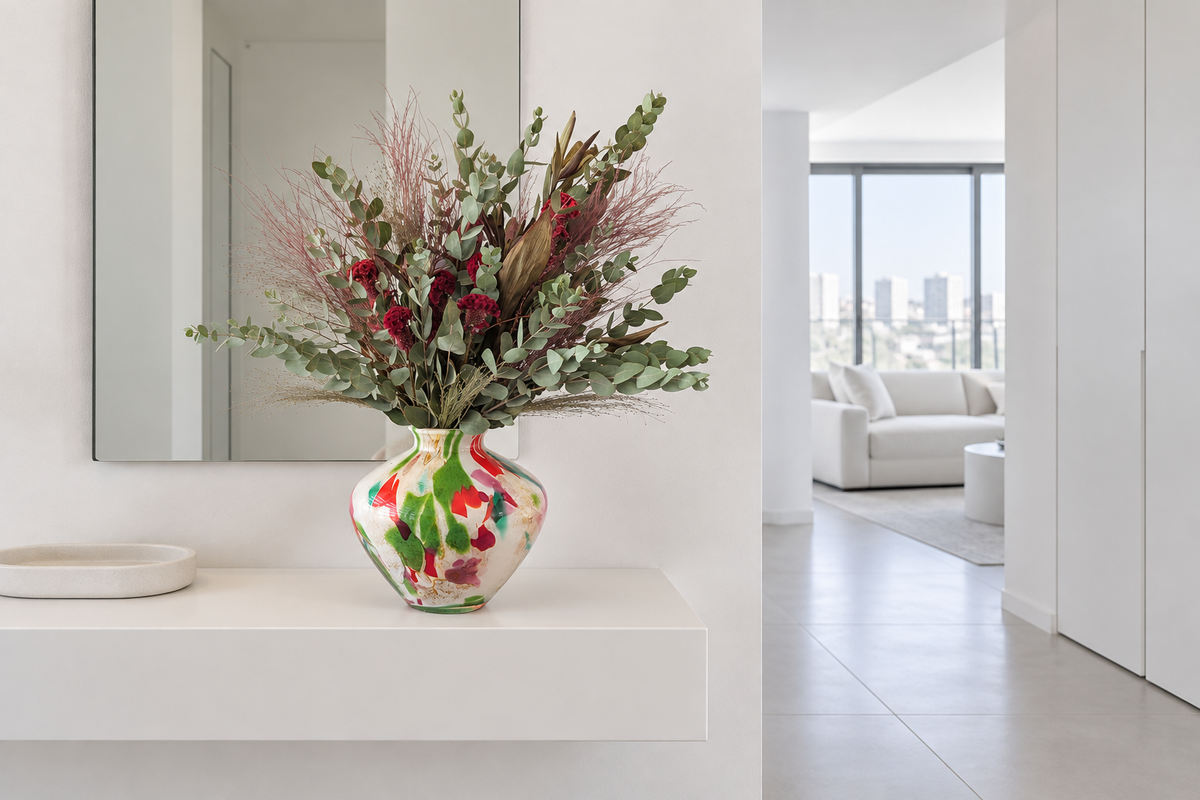 Brushstroke Set in a Fidrio vase in a modern white home
