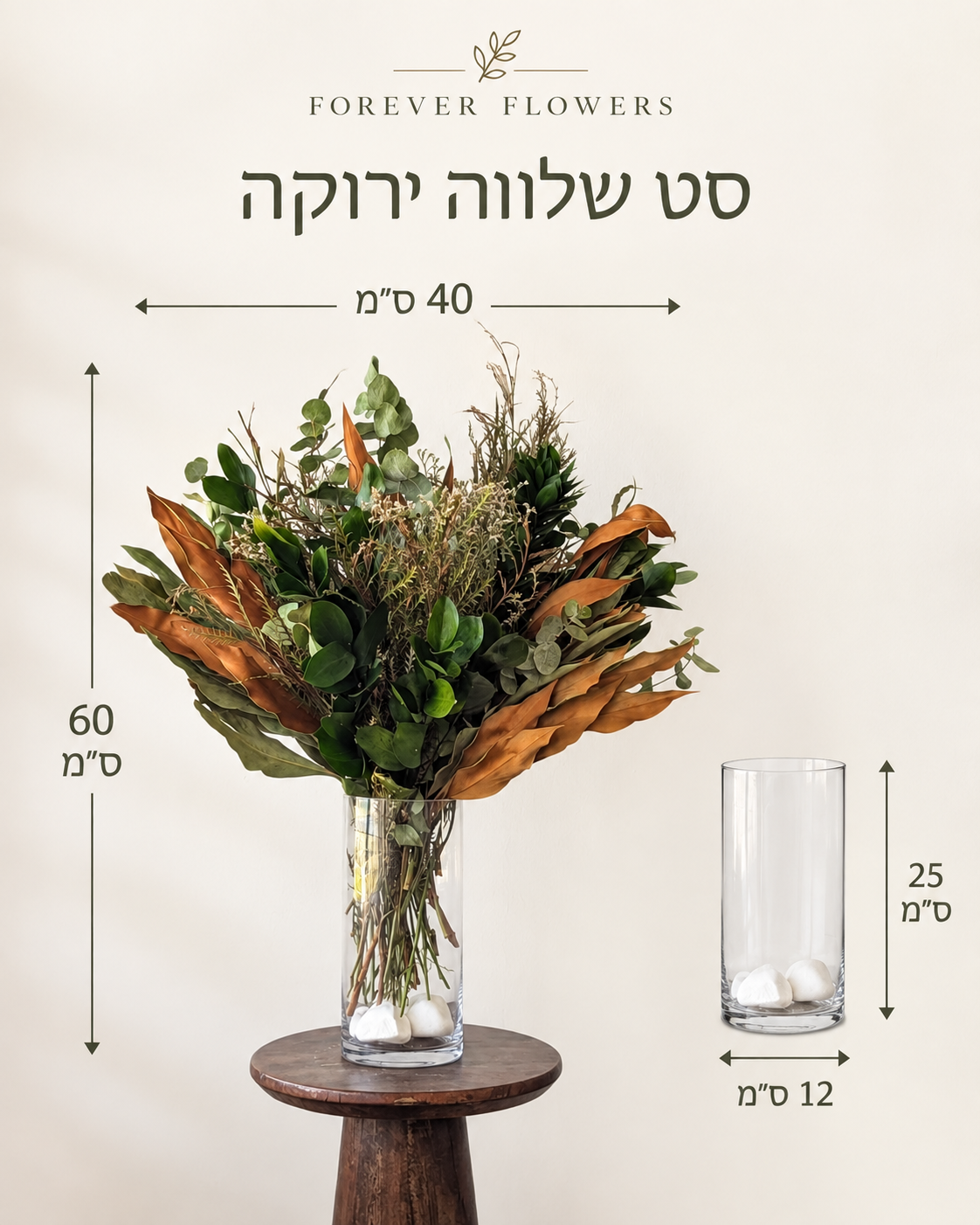 סט שלווה ירוקה — מדריך מידות
