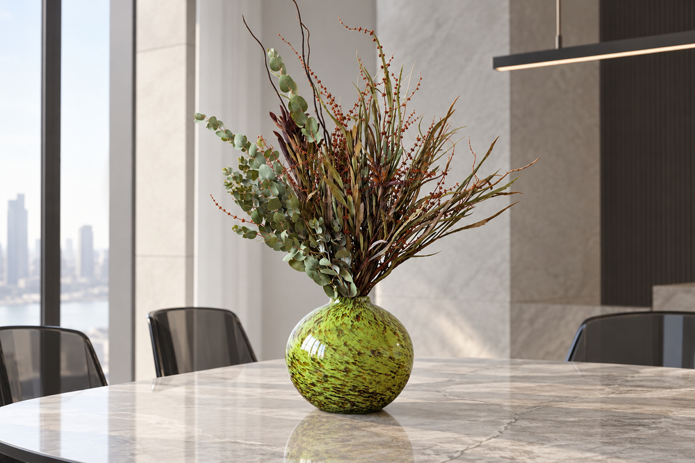 The arrangement in a space