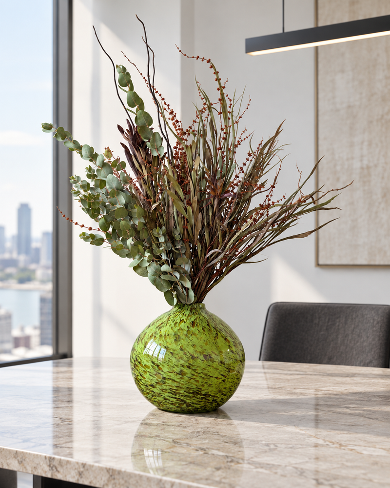 A splash of colour on the terrazzo table